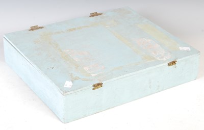 Lot 355 - A wooden box containing a lead military brass...