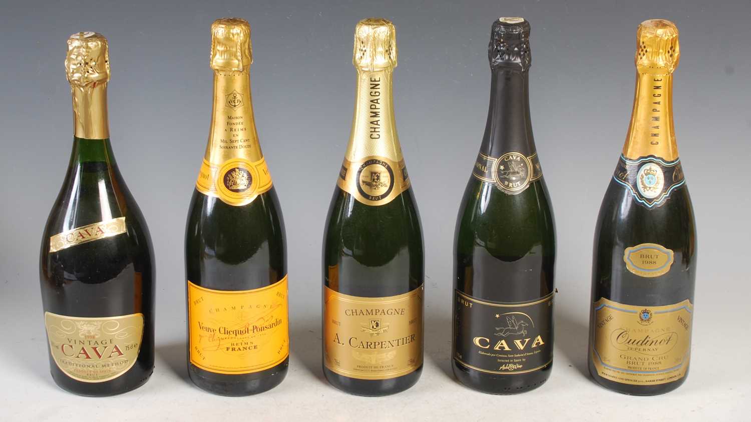 Lot 346 - Five bottles of champagne and cava to include...