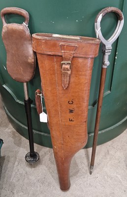 Lot 614 - A leather leg of mutton gun case, impressed 'F....