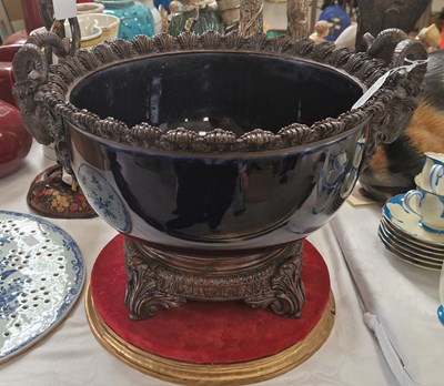 Lot 426 - An Antique cobalt porcelain and bronze mounted...