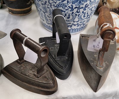 Lot 448 - Three vintage irons to include a Salter...