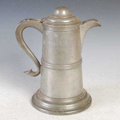 Lot 173 - A 19th century pewter flagon dated 1844, of...