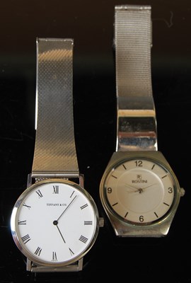 Lot 58 - A Tiffany & Co white metal bracelet watch,...