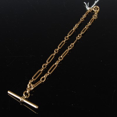 Lot 60 - A 9ct gold Albert chain with T-bar suspension,...