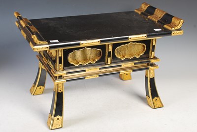 Lot 490 - A 20th century Japanese black lacquered altar...