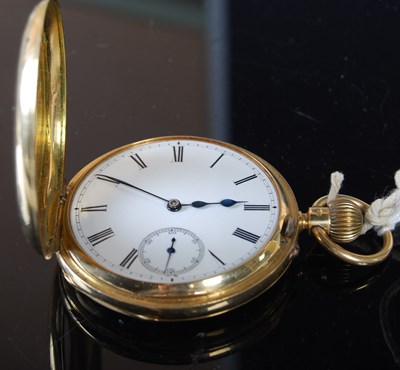 Lot 98 - An 18ct gold cased half-hunter pocket watch,...