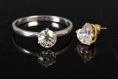 Lot 84C - A white metal solitaire diamond ring, set with...