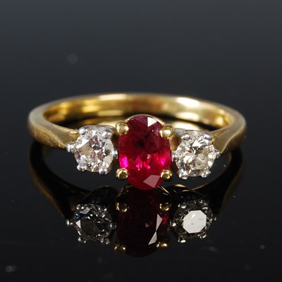 Lot 302 - An 18ct yellow and white gold ruby and diamond...