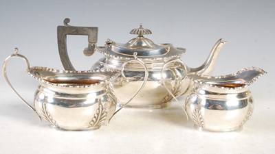 Lot 133 - A London silver three-piece bachelor's tea set,...