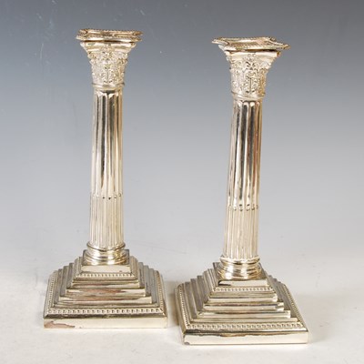 Lot 134 - A pair of electroplated Corinthian column...