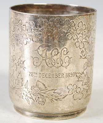 Lot 149 - Two silver christening mugs, one with London...