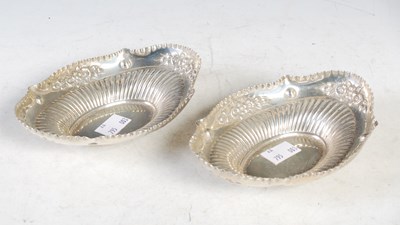 Lot 153 - A pair of London silver oval shaped bon bon...