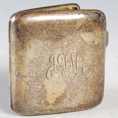 Lot 156 - A Birmingham silver cigarette case of square...