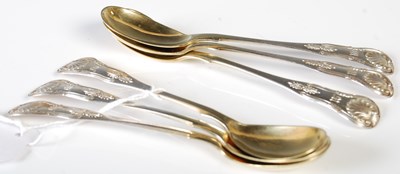 Lot 166 - A set of six Edinburgh silver gilt egg spoons,...