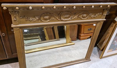 Lot 713 - A 19th century gilt overmantle mirror, the...