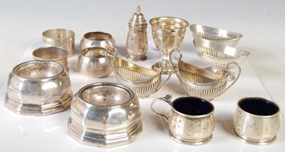 Lot 188 - A collection of assorted silver cruets, napkin...