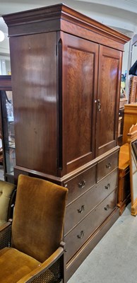 Lot 721 - An Edwardian mahogany linen press, the upper...