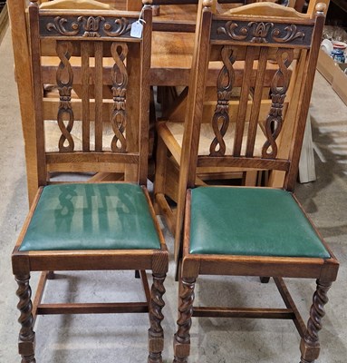 Lot 728 - A set of eight Antique oak carved dining...