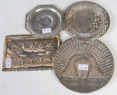 Lot 202 - A group of four Eastern silver trays to...