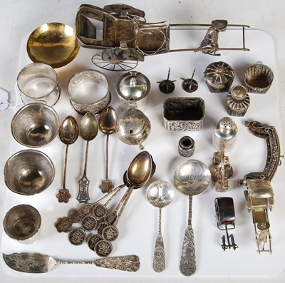 Lot 203 - A collection of assorted Chinese silver and...