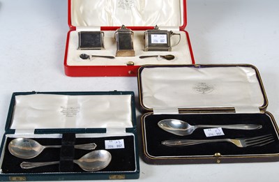 Lot 207 - Three cased sets of silverware to include a...