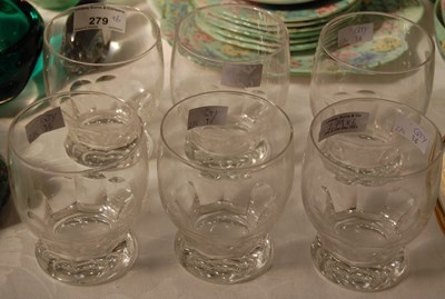 Lot 279 - Six glass tumblers with facet cut detail