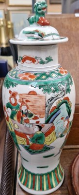 Lot 359 - A Chinese porcelain famille verte jar and...