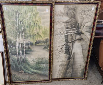 Lot 766 - Two framed and glazed decorative artworks in...