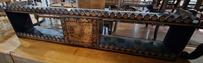 Lot 784 - An Antique pokerwork hanging shelf with carved...