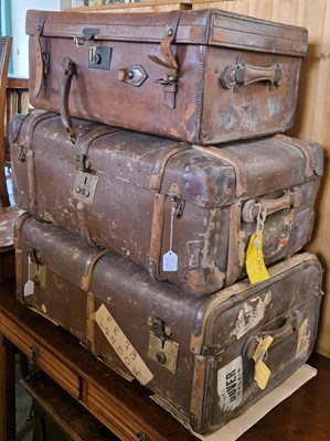 Lot 786 - Two vintage wood and metal bound travel trunks,...