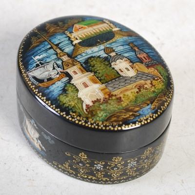 Lot 333 - Three assorted Russian lacquer boxes, to...