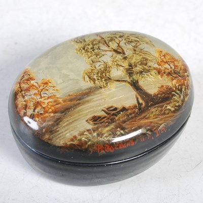 Lot 333 - Three assorted Russian lacquer boxes, to...