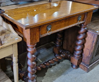 Lot 811 - A late 19th century oak side table the...