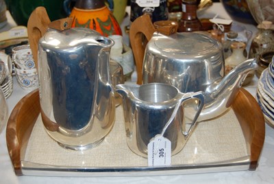 Lot 305 - A four piece Picqout ware teaset and tray