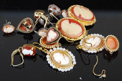 Lot 122M - A collection of assorted cameo earrings.