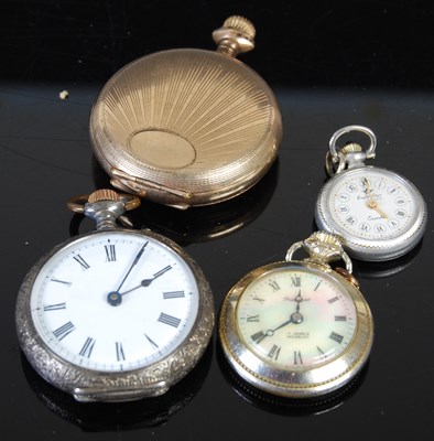 Lot 122S - A silver cased fob watch, rolled gold hunter...