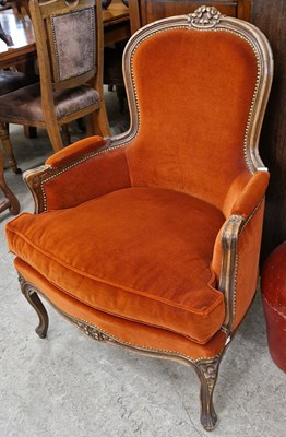 Lot 816 - A pair of French beech wood fauteuil armchairs,...