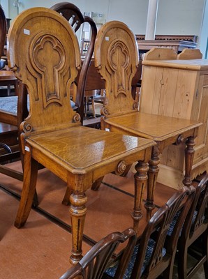 Lot 824 - A pair of late 19th century oak carved hall...