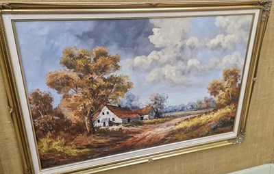 Lot 639 - H. Knauf Summer Landscape with Farm Buildings...