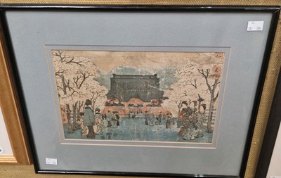 Lot 674 - Hiroshige Temple at Tsukiji a Japanese...