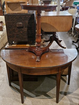 Lot 853 - A 19th century mahogany demi lune table raised...