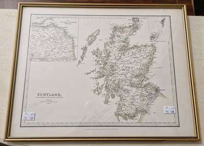 Lot 860 - A framed map of Scotland from the middle of...