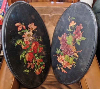 Lot 895 - A pair of early 20th century pokerwork oval...