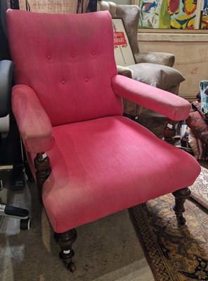 Lot 897 - A Victorian mahogany club armchair with pink...