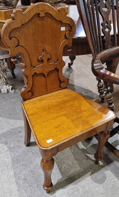 Lot 742 - A Victorian oak hall chair.