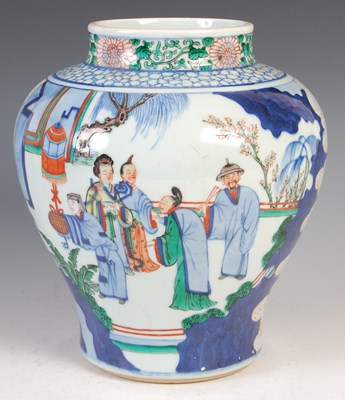 Lot 524 - A Chinese porcelain Wucai vase, decorated with...