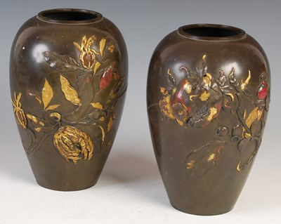 Lot 586 - A pair of Japanese bronze vases, late 19th...