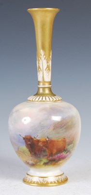 Lot 480 - A Royal Worcester hand painted bottle vase...