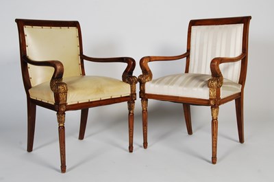 Lot 91 - A pair of mahogany and parcel gilt Empire...