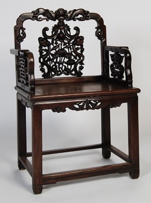 Lot 68 - A Chinese darkwood armchair, late 19th century,...